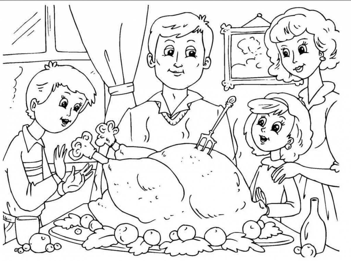 Glowing family coloring picture