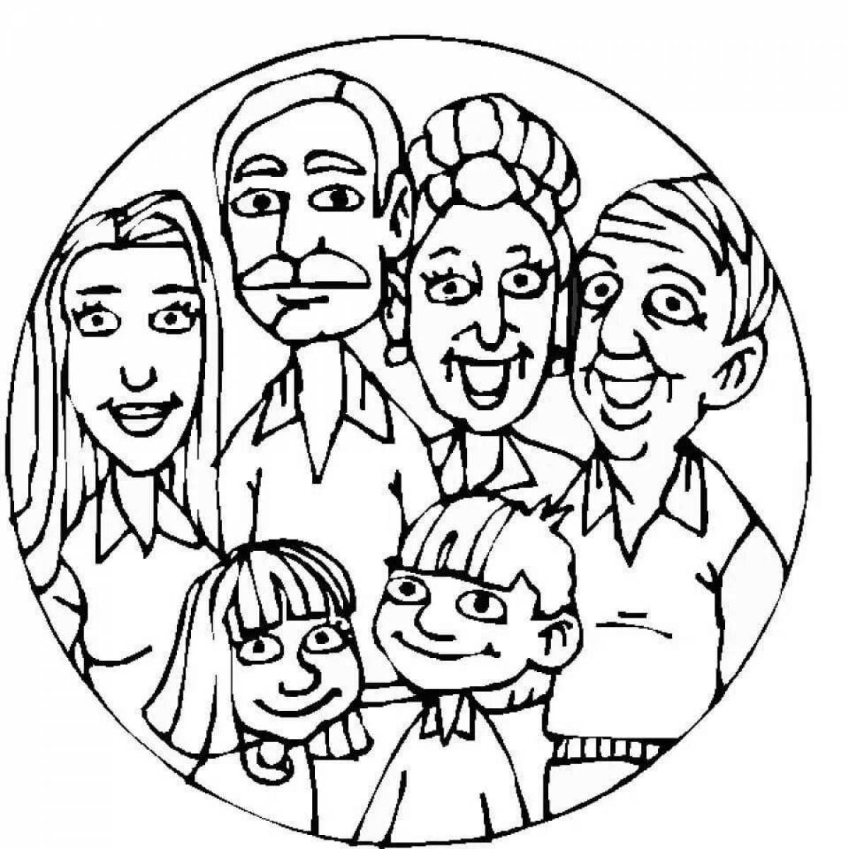Harmonious family coloring picture