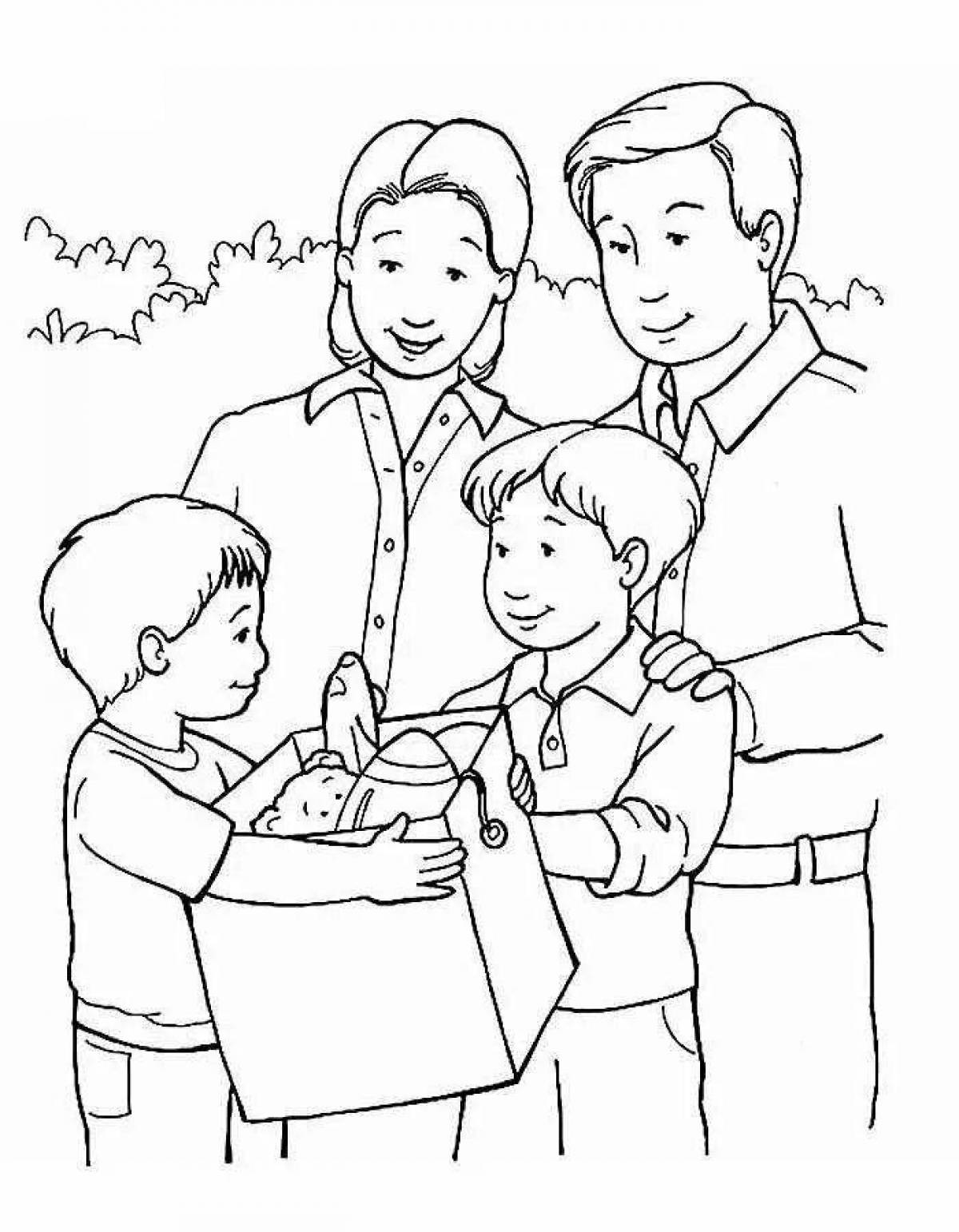 Soulful family coloring picture