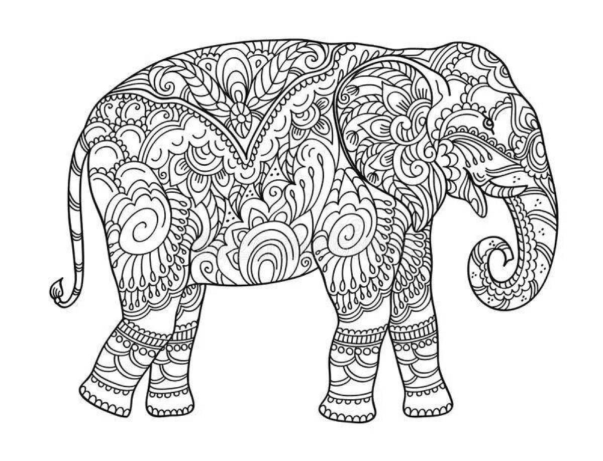 Великолепная раскраска индийский слон