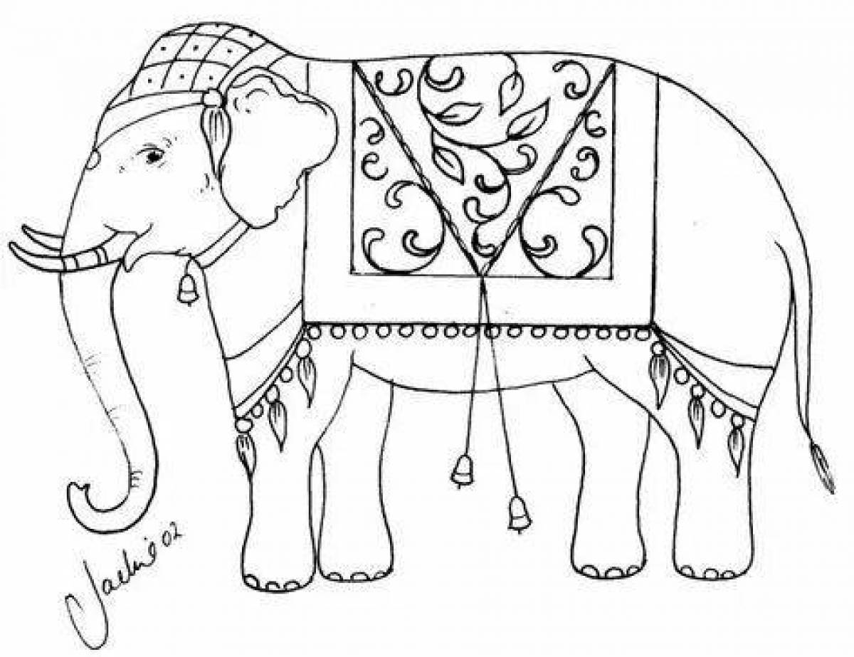 Grand coloring page Indian elephant
