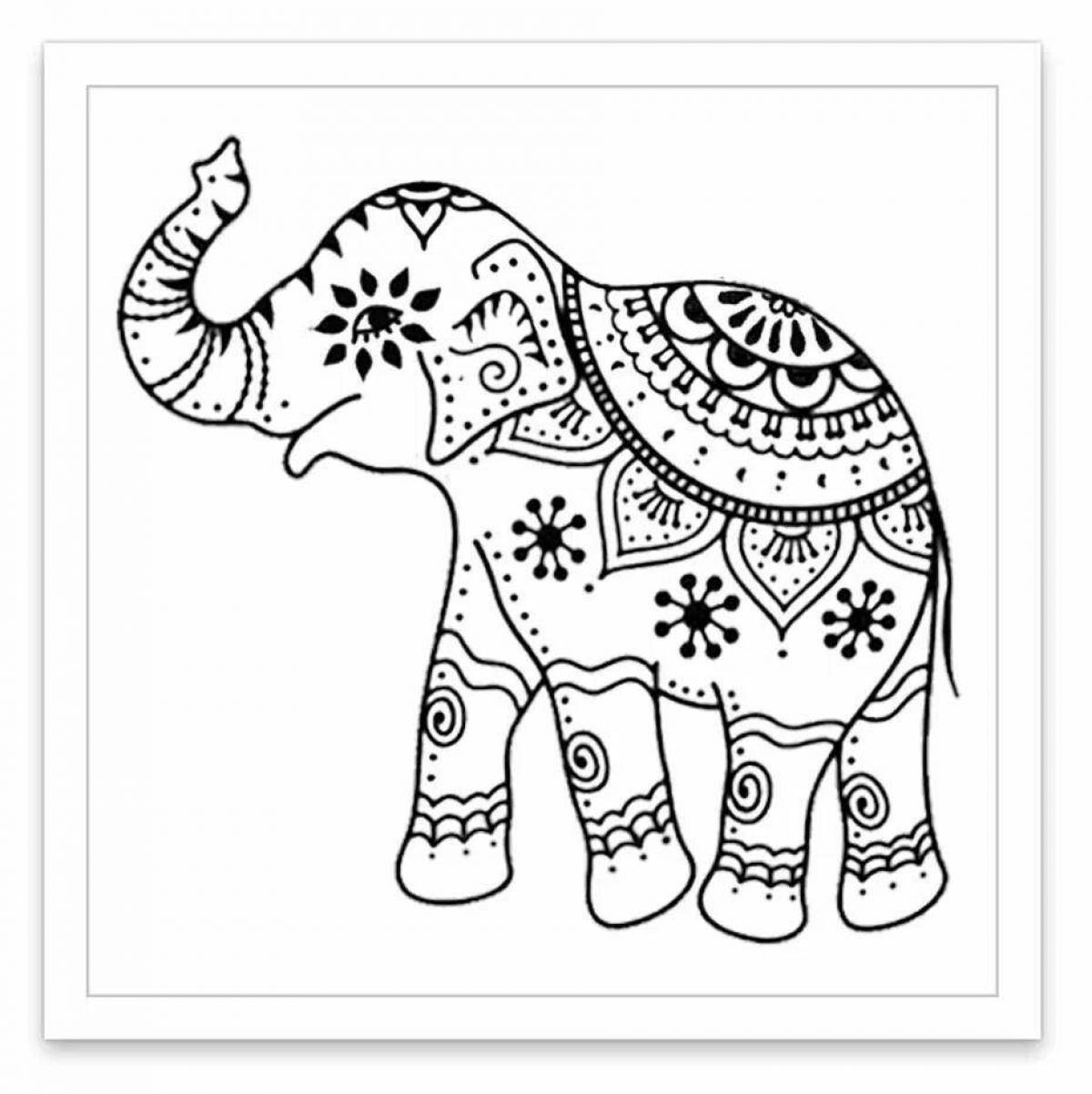 Слон в индийских узорах