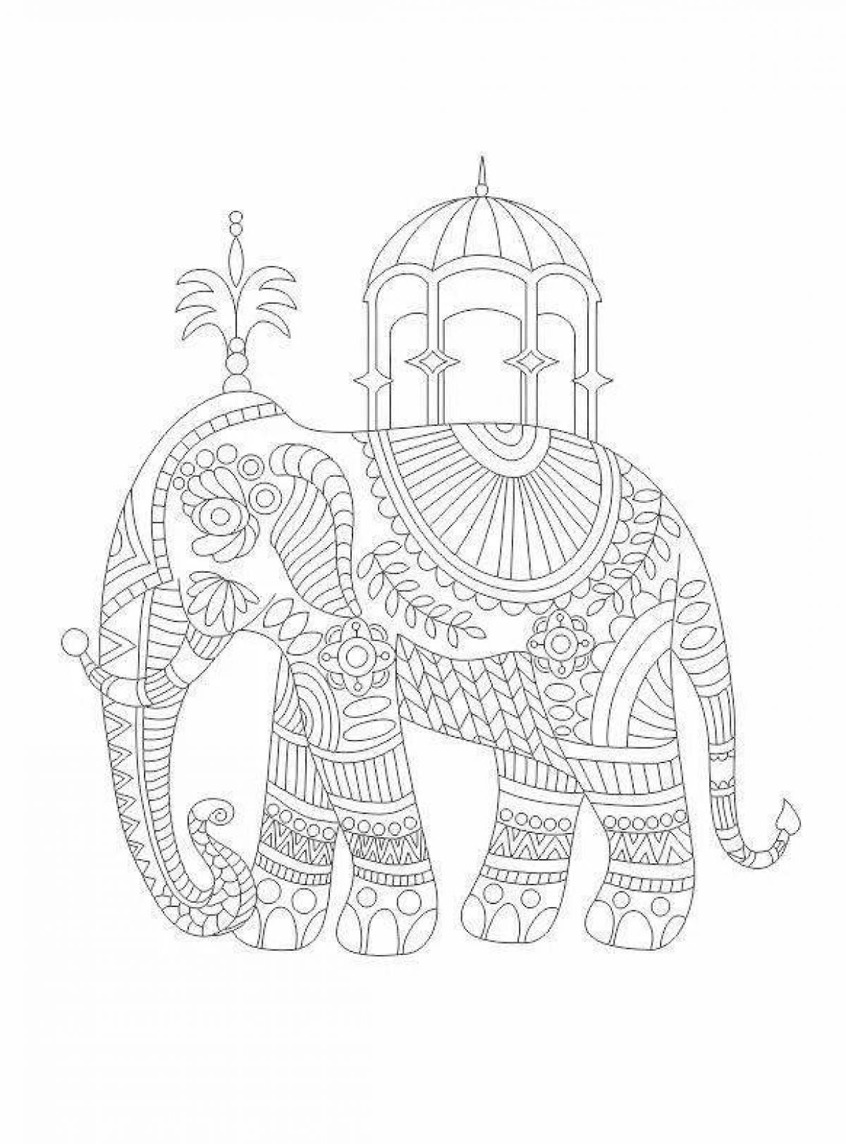 Королевская раскраска слон индийский