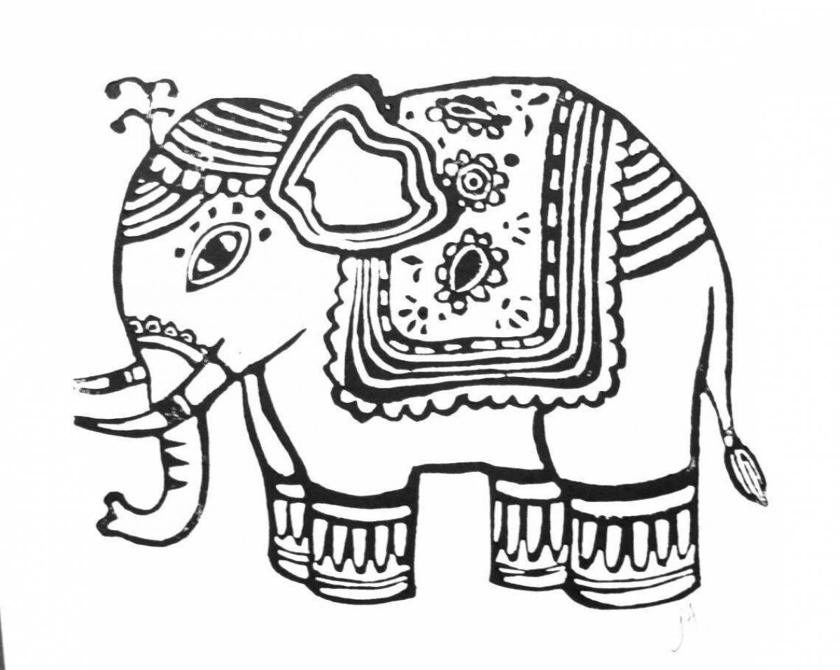 Glorious Indian elephant coloring book