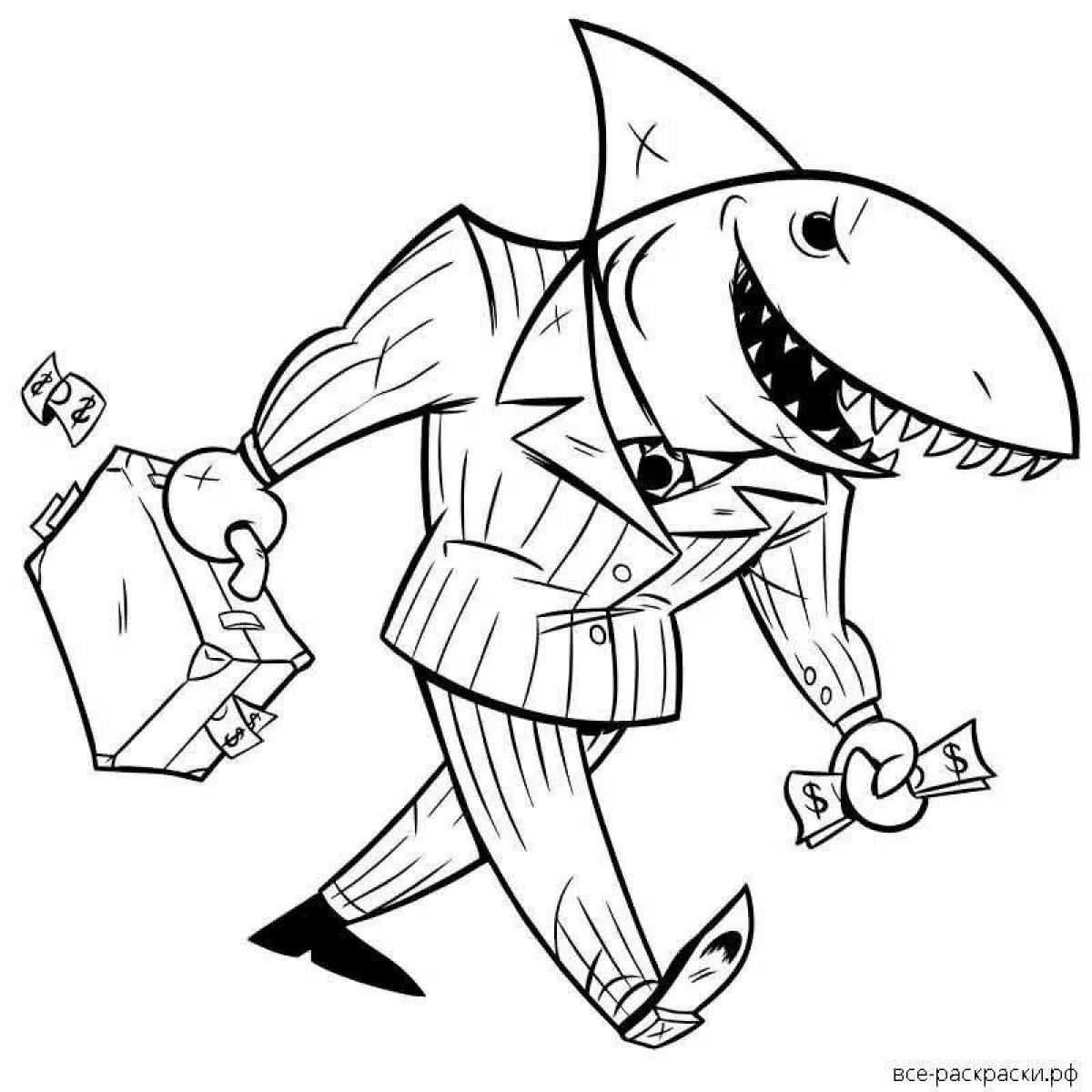Leon shark fun coloring book