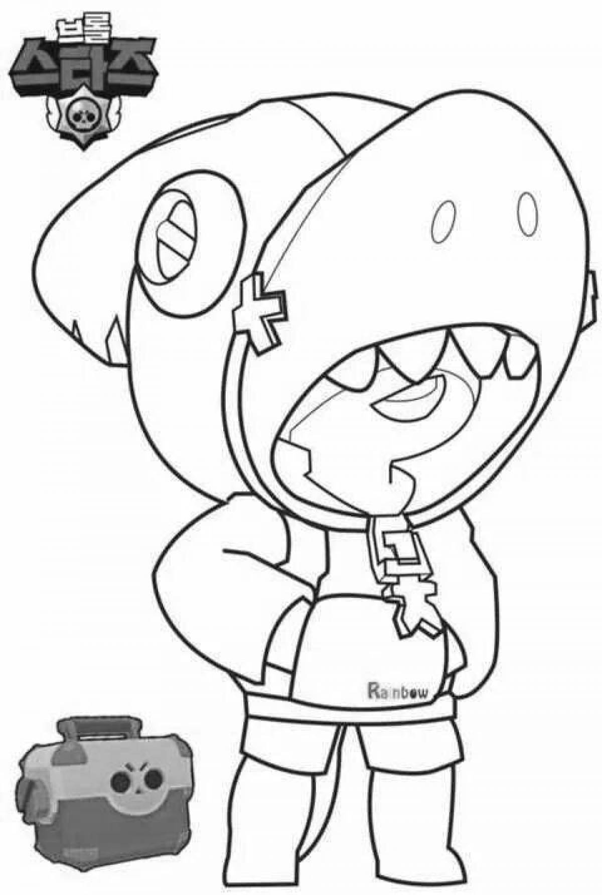 Coloring page cute shark leon