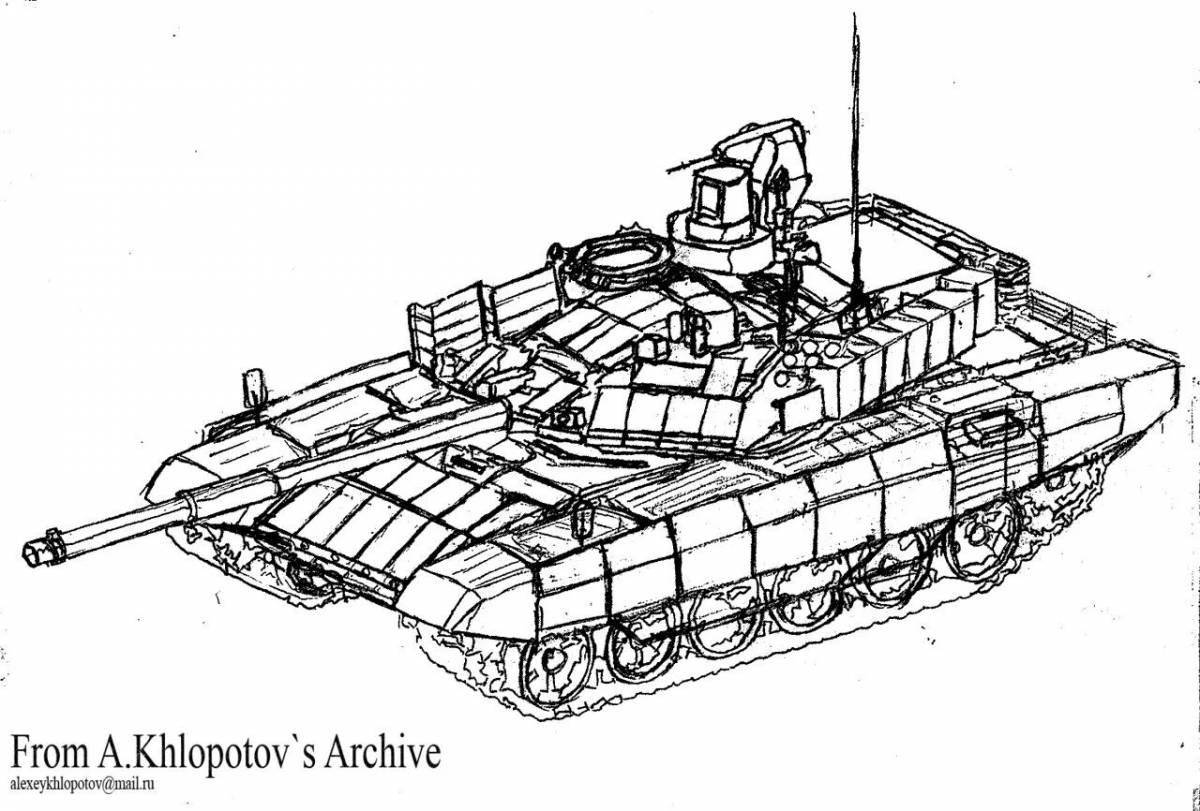 Привлекательная страница раскраски танка t90