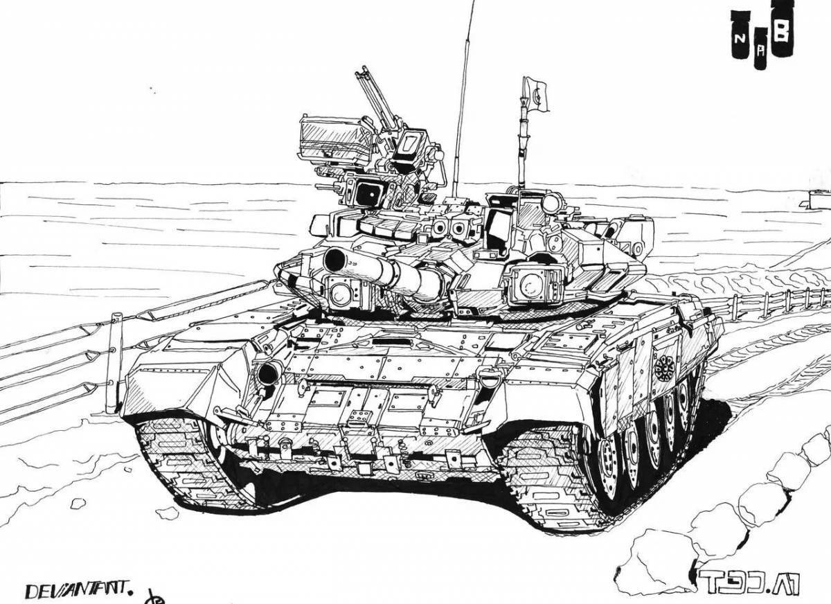 Увлекательная раскраска танка t90