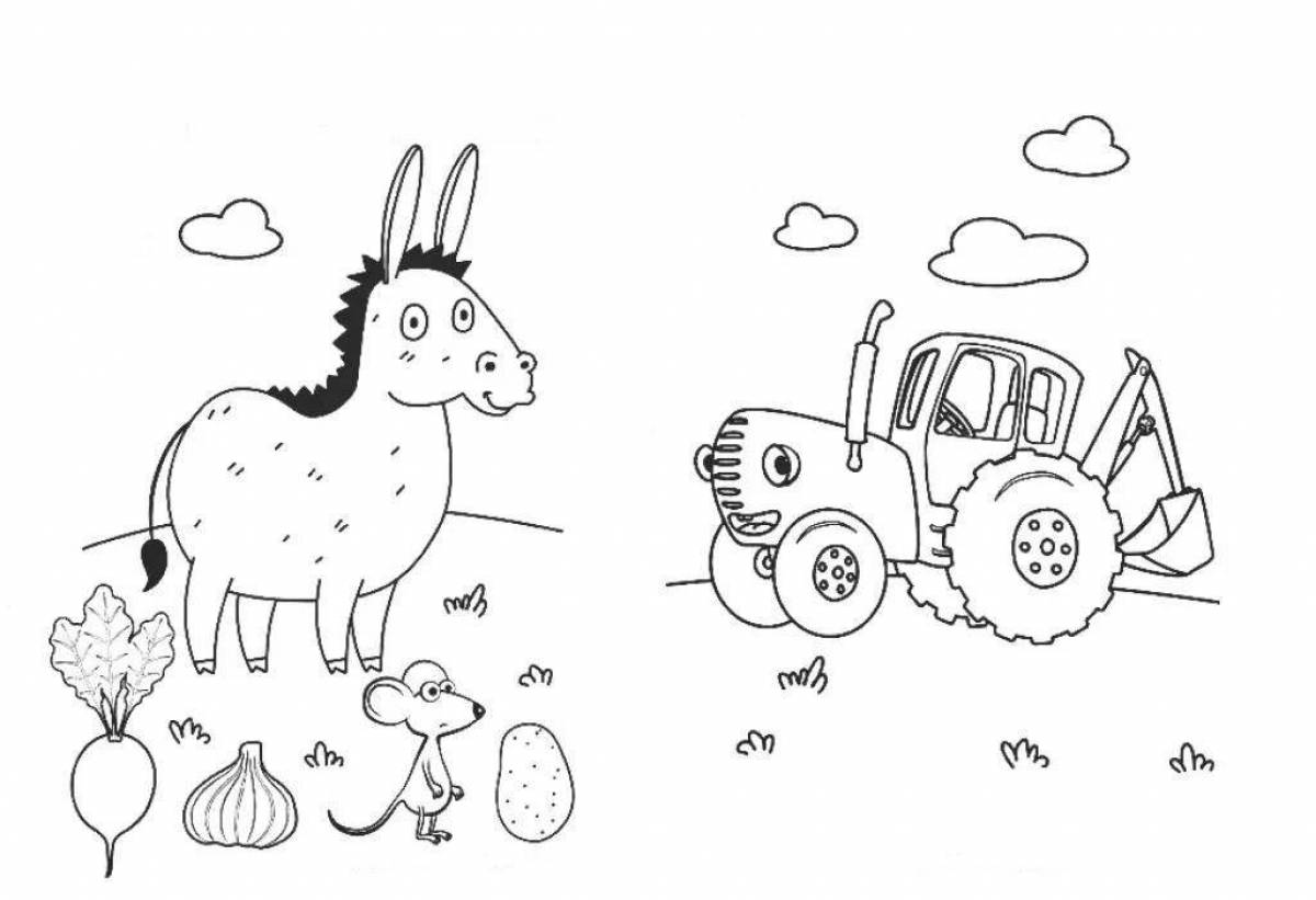 A fun blue tractor coloring game