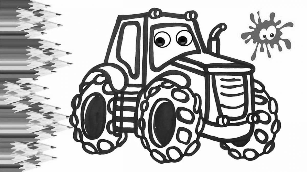 Fun blue tractor coloring adventure