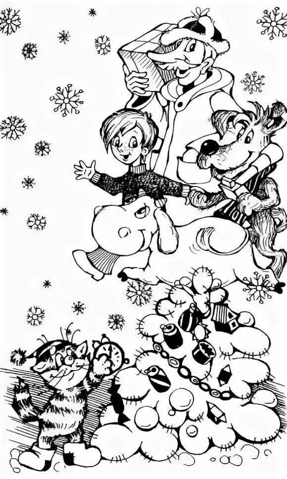 Serene coloring winter in prostokvashino