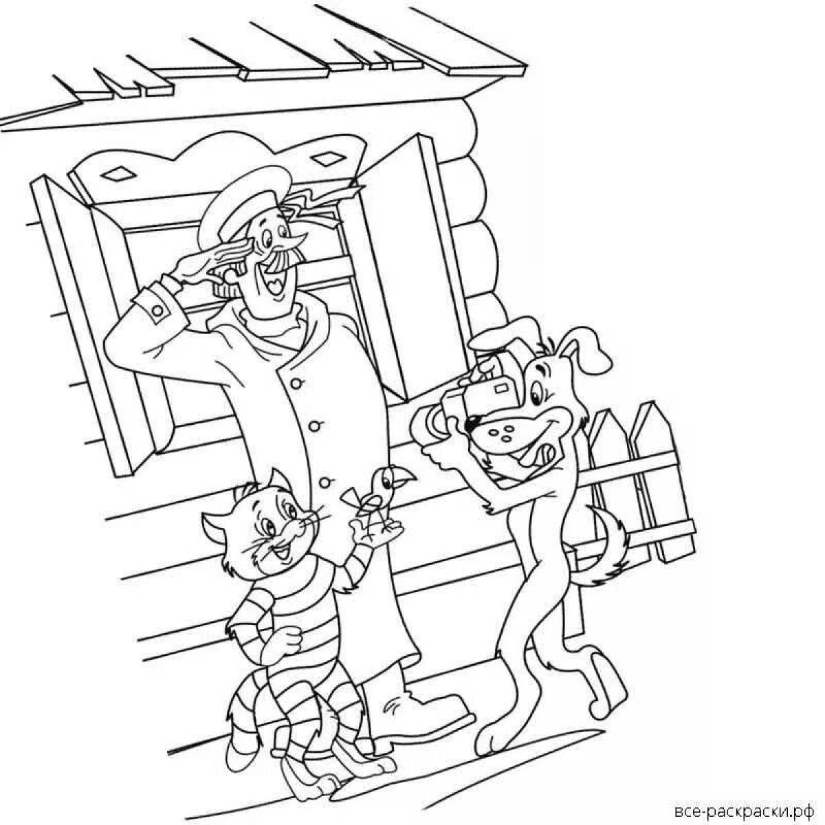 Coloring page serendipitous winter in prostokvashino