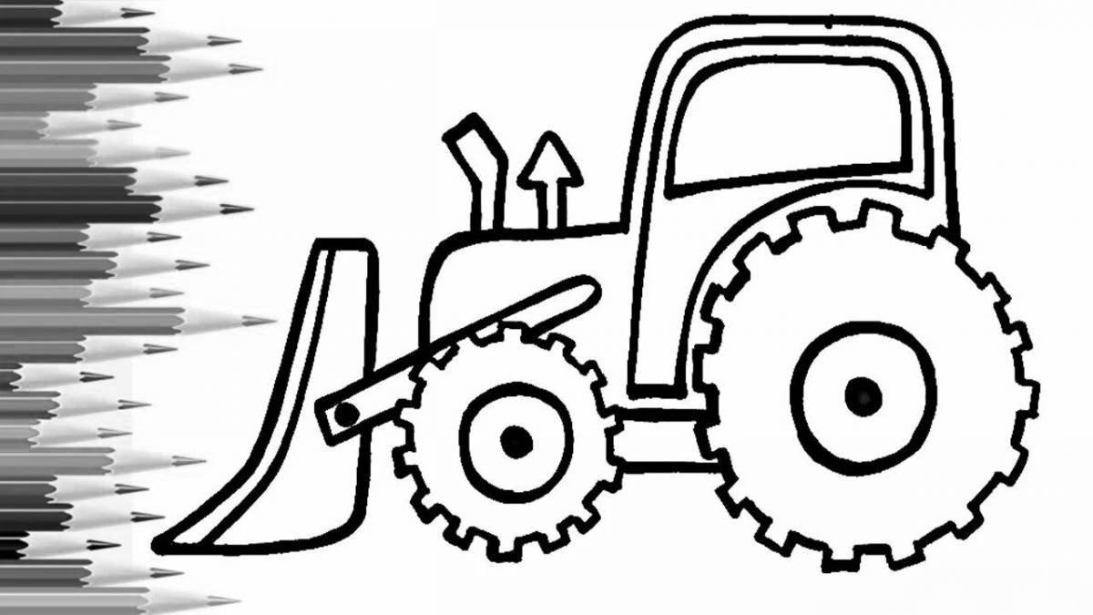 Playful blue tractor clip-art