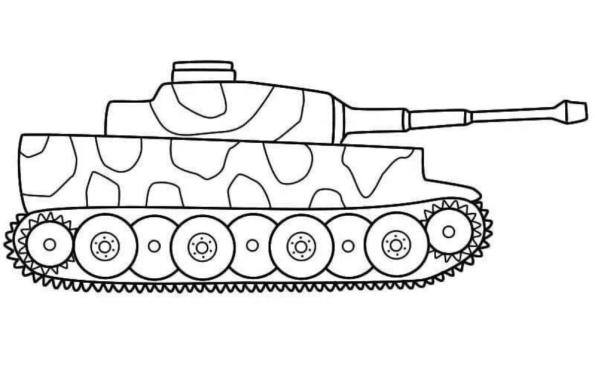 Яркая танковая раскраска для детей