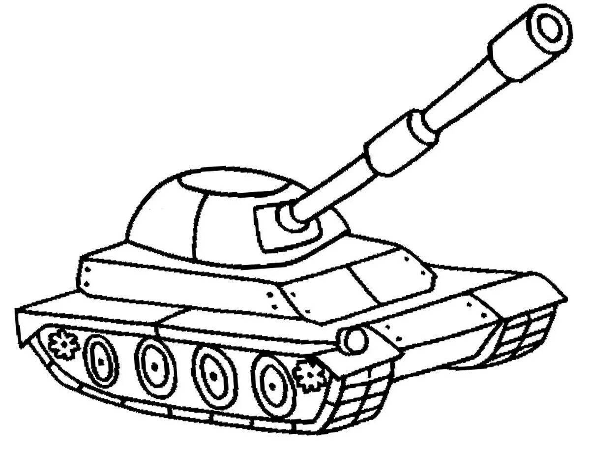 Colorful tank coloring book for kids