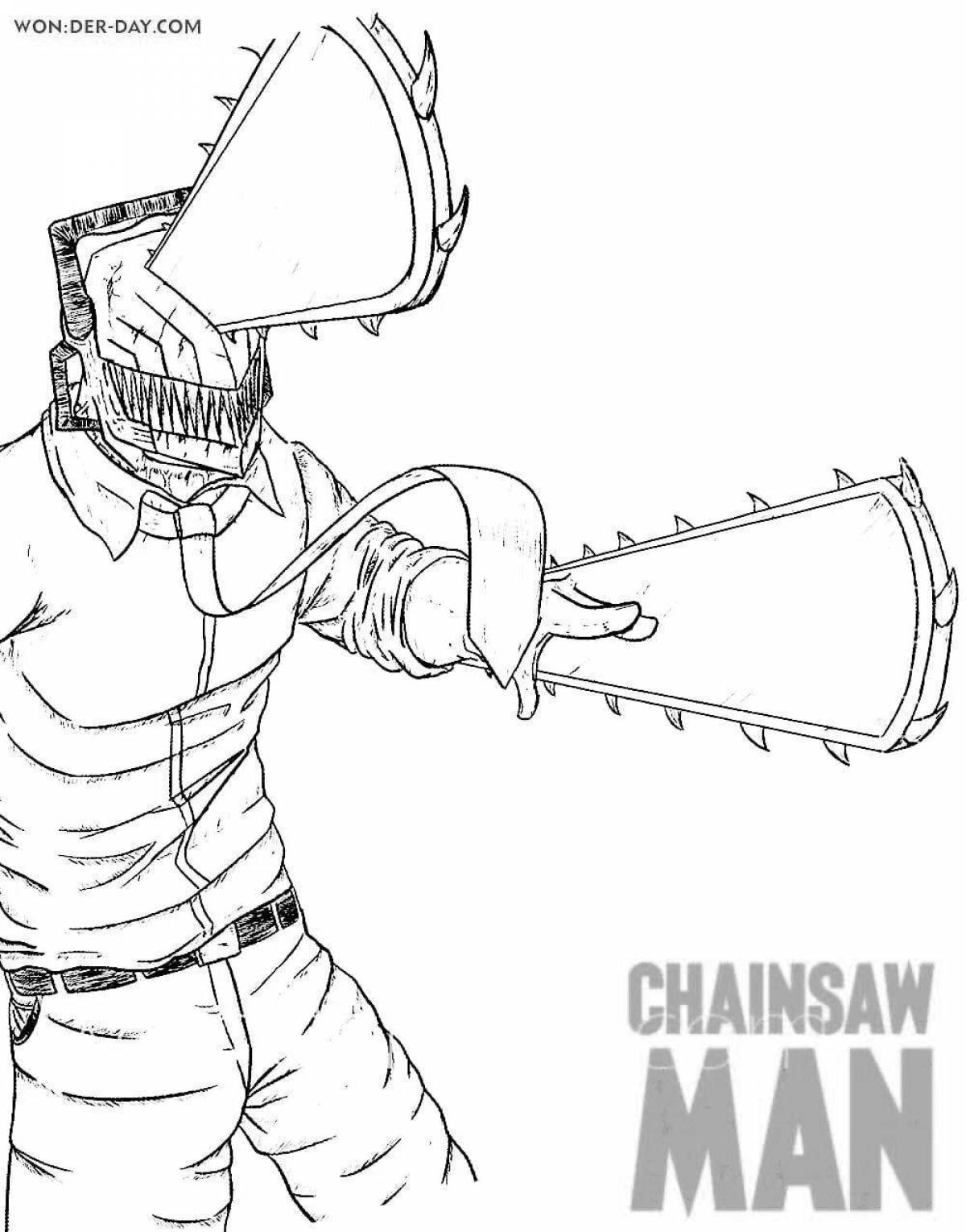 Fun power man chainsaw coloring page