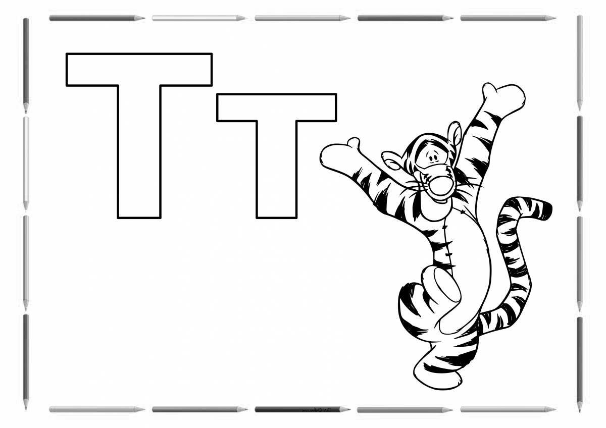 Adorable letter t coloring book for kids