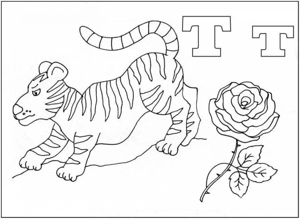 Colorful letter t coloring book for youth