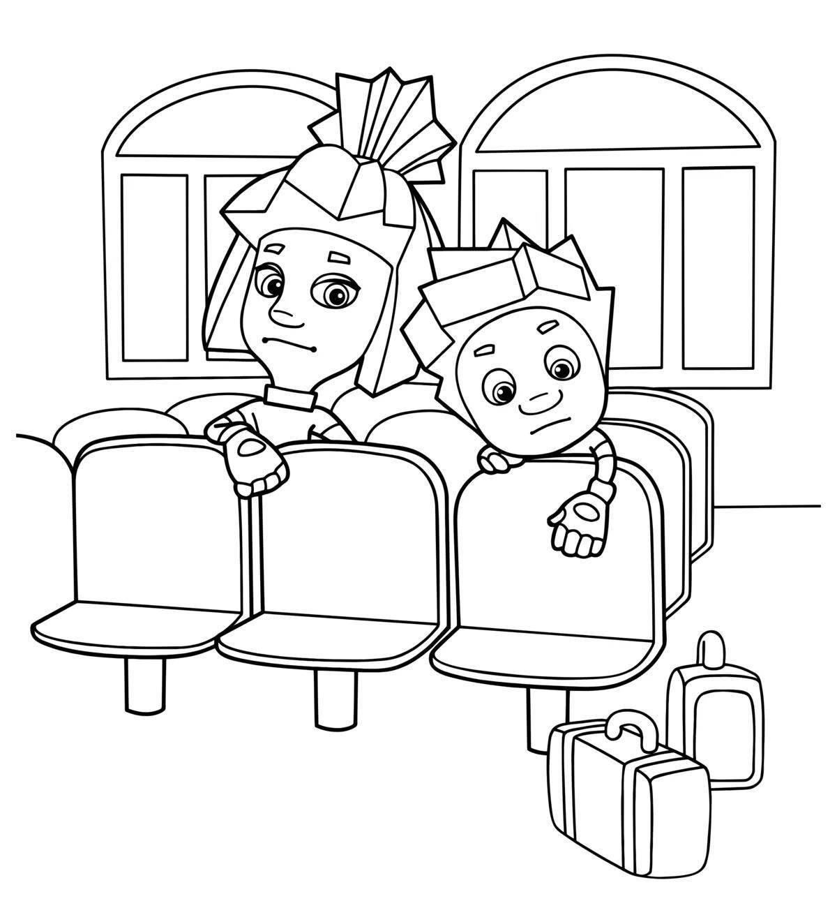 Coloring page adorable fixies railroad