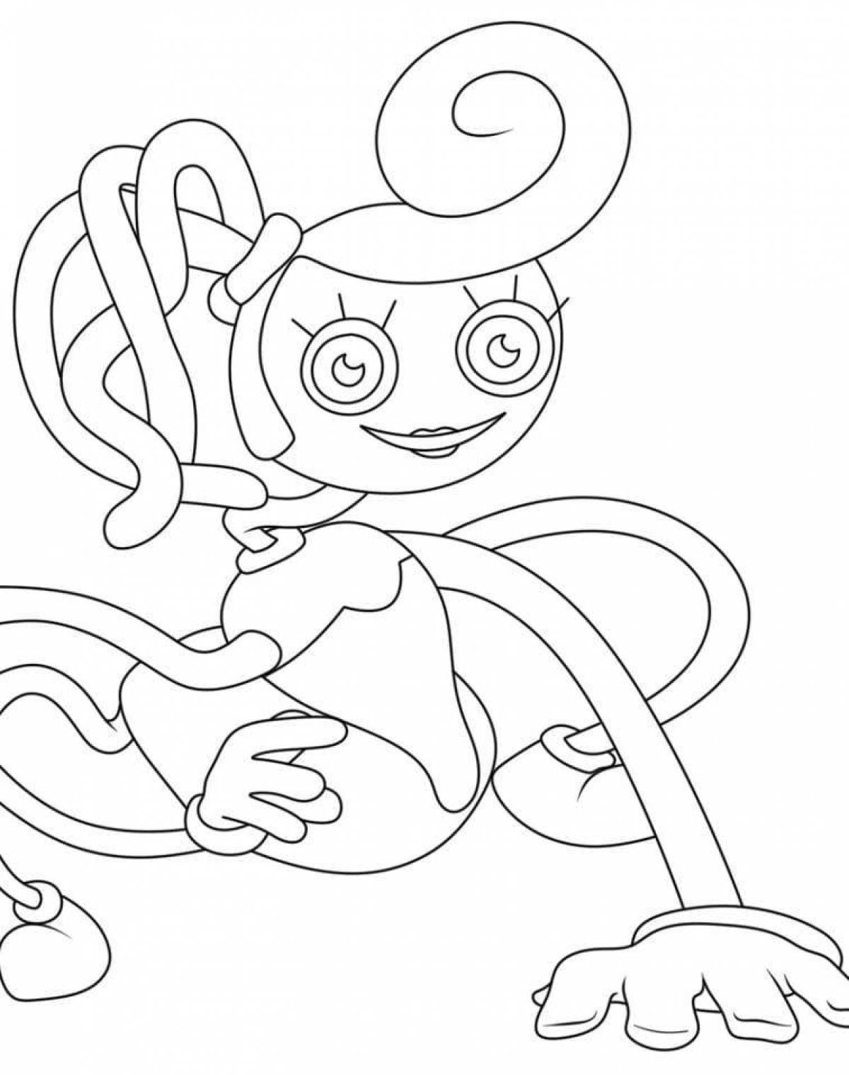 Coloring book playful mommy with long legs