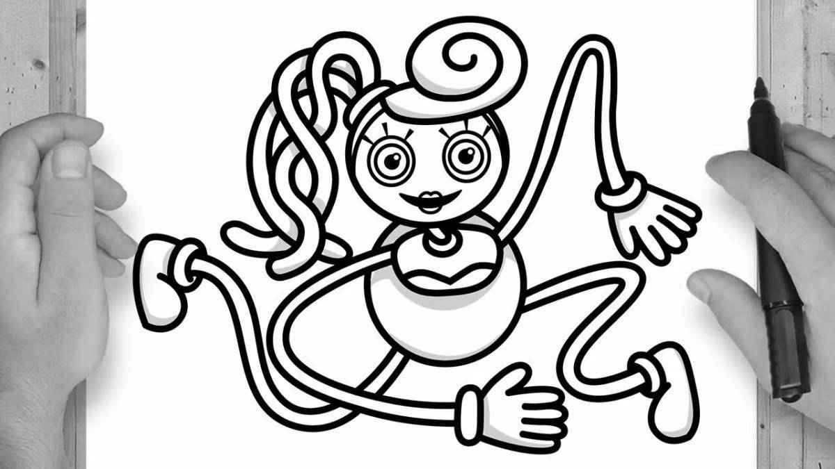 Coloring page for an exciting mommy with long legs
