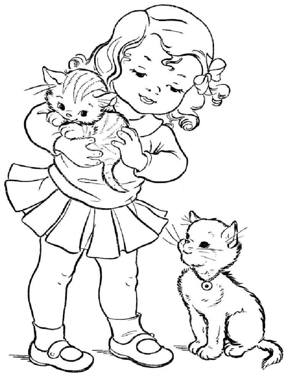 Фото Девочка с котятами