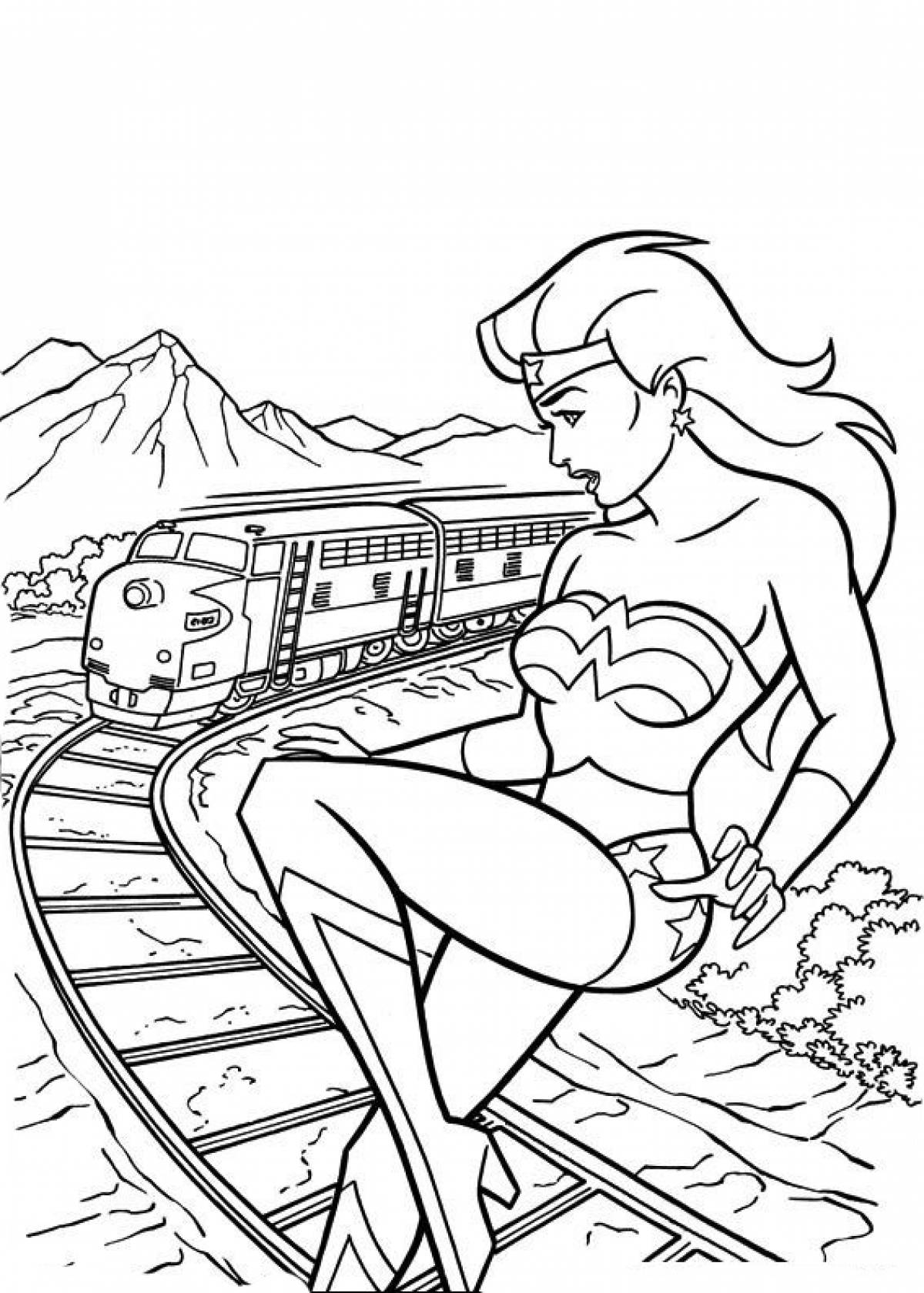 Фото Чудо женщина на железной дороге