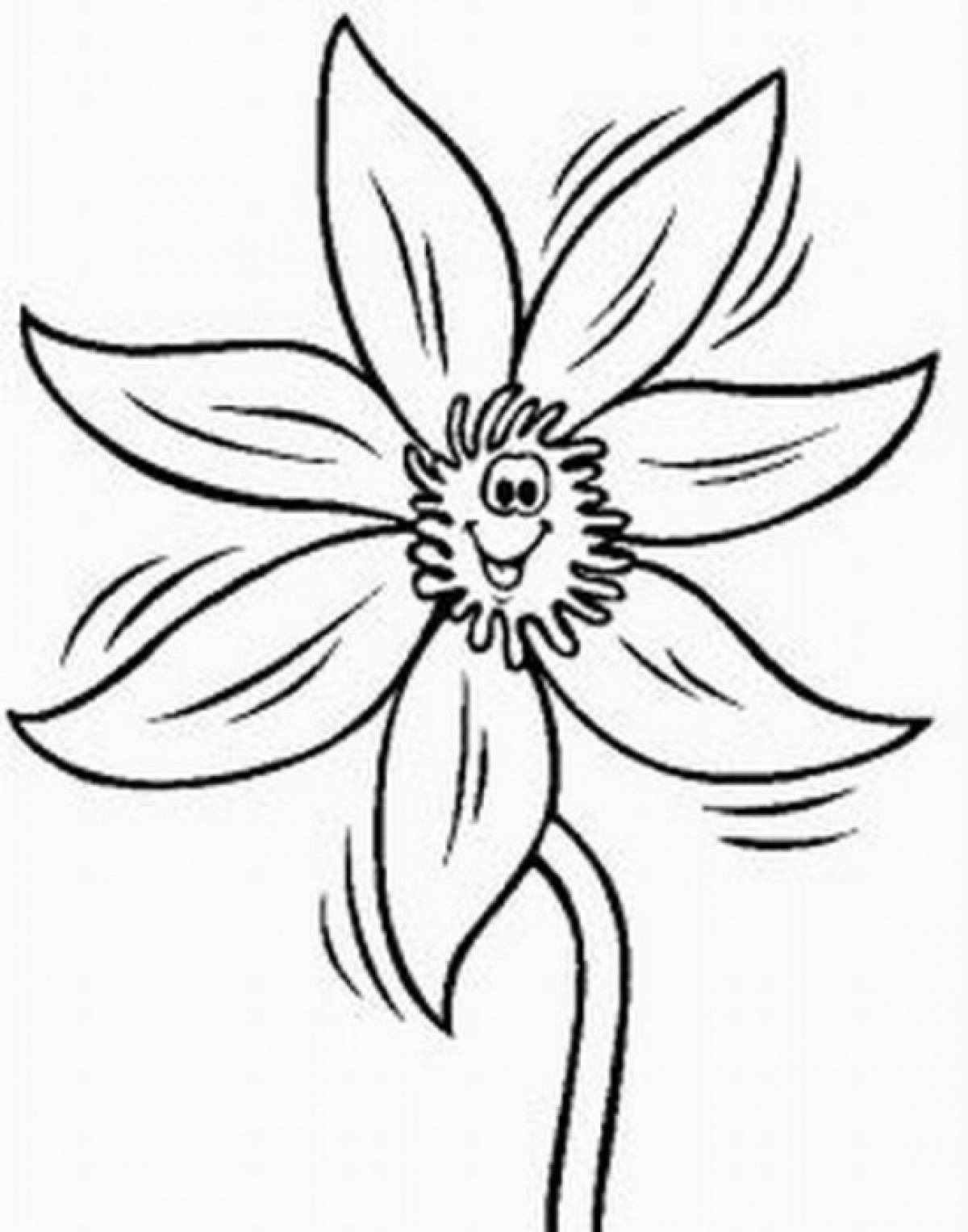 Фото Раскраска цветик семицветик с улыбкой