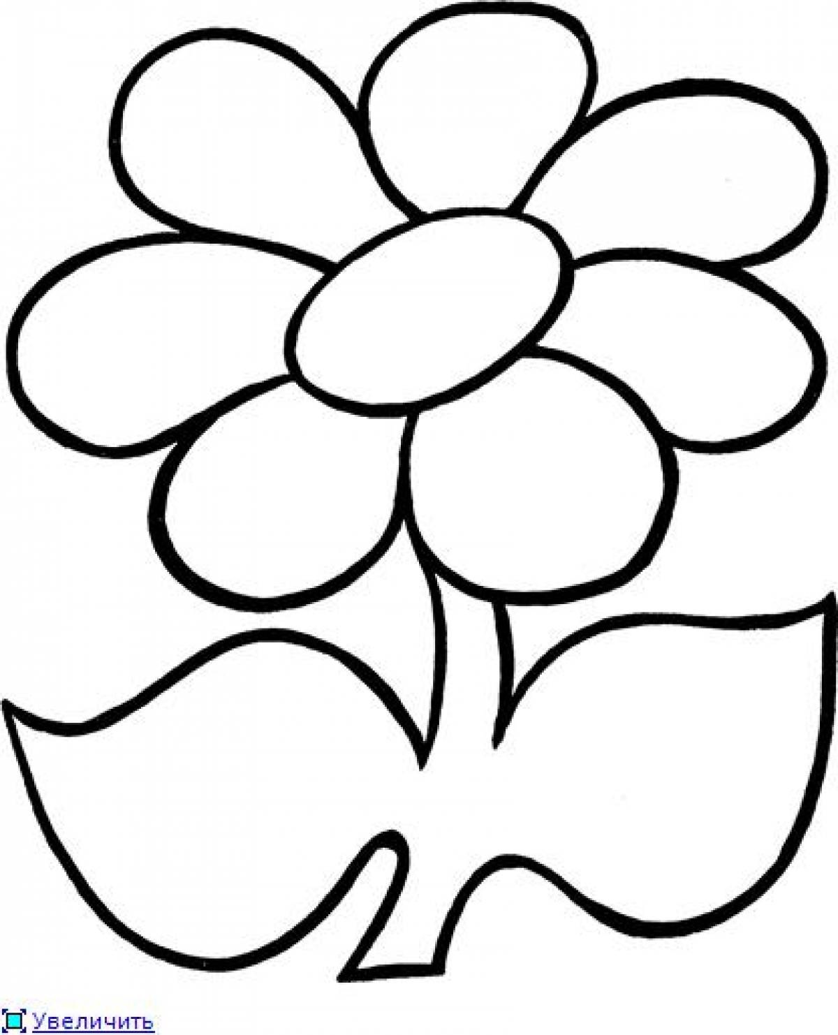 Children's coloring flower with leaves