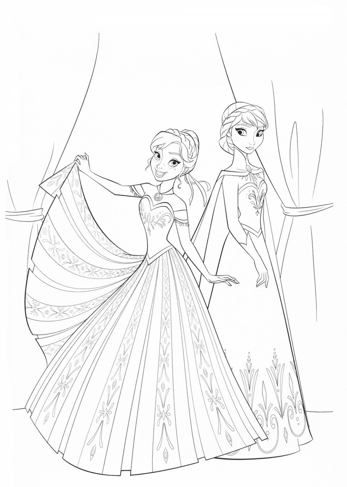 Photo Elsa and anna coloring pages