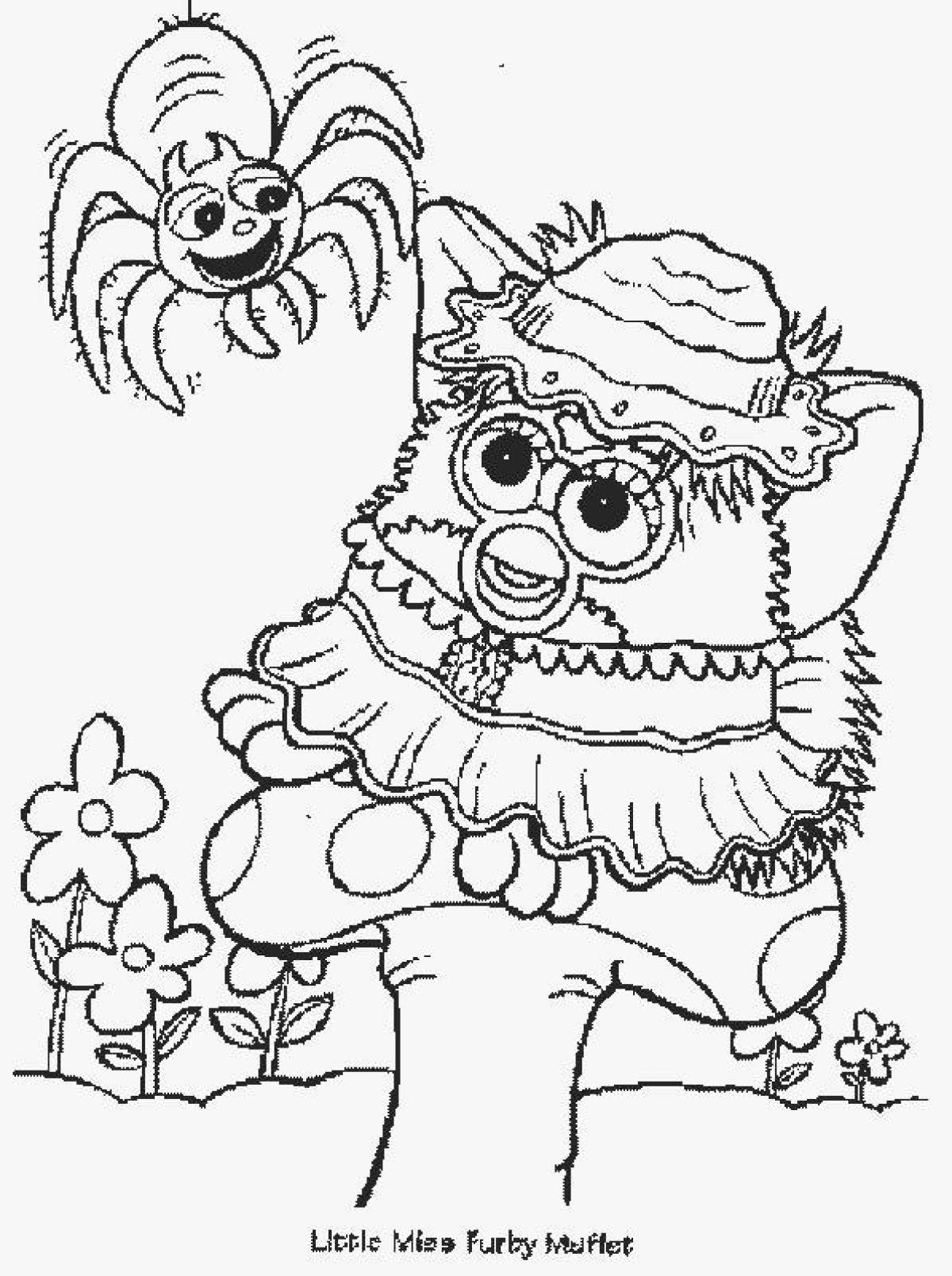 Photo Children's coloring Furby and spider