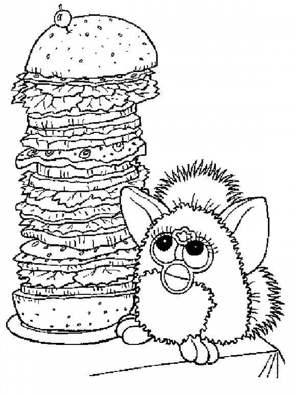 Photo Furby and a huge sandwich coloring book