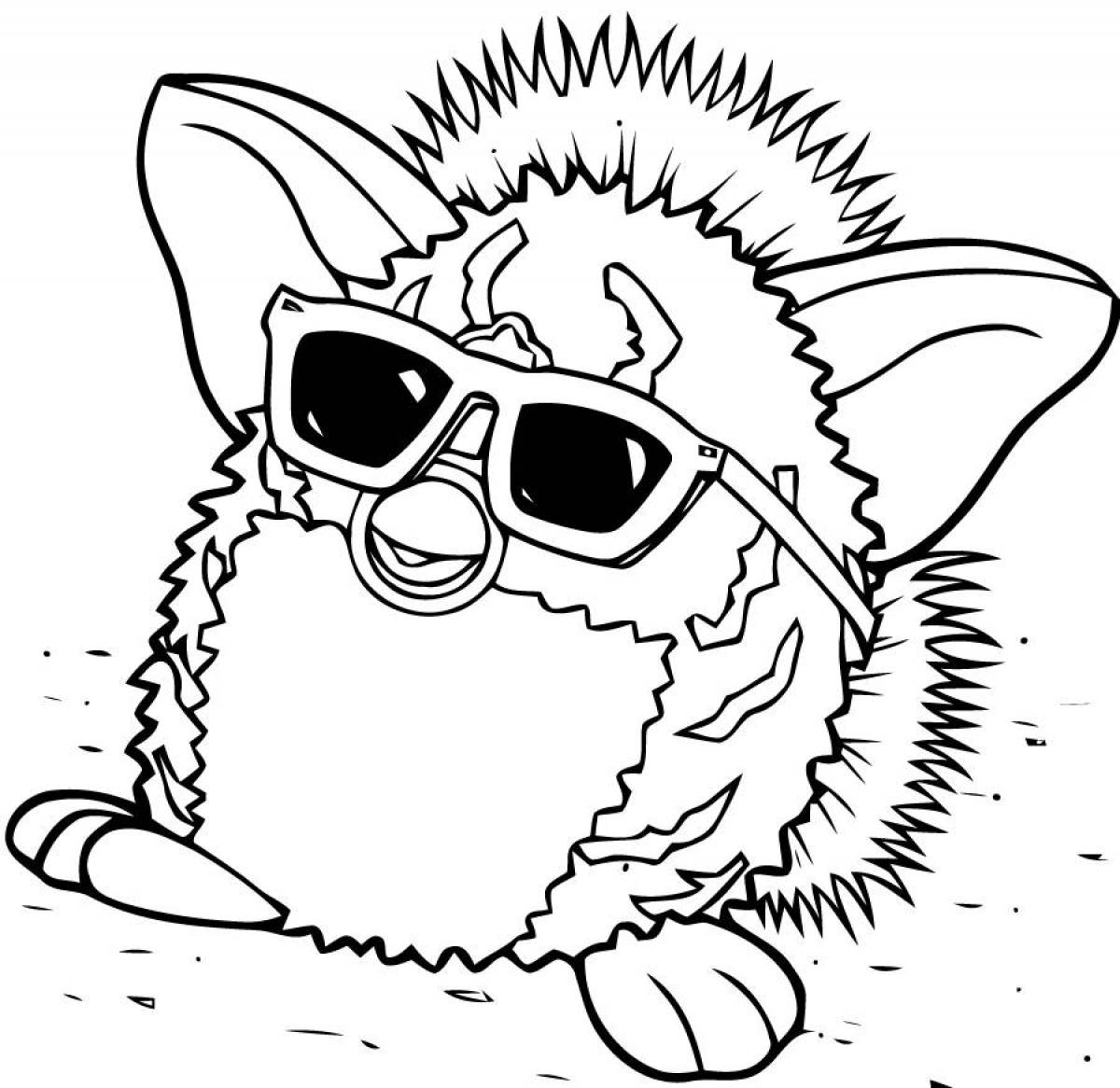 Photo Children's coloring Furby with glasses
