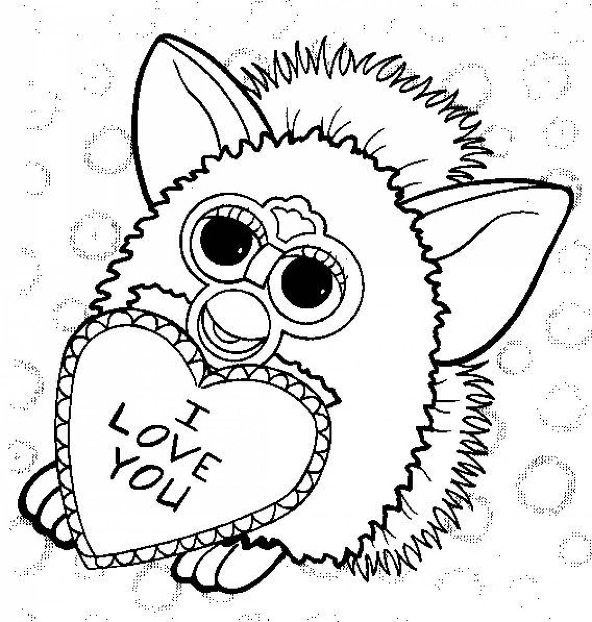 Photo Furby in love coloring book for kids