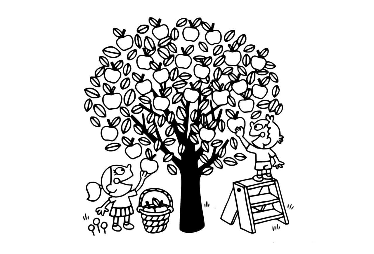 Apple tree and children