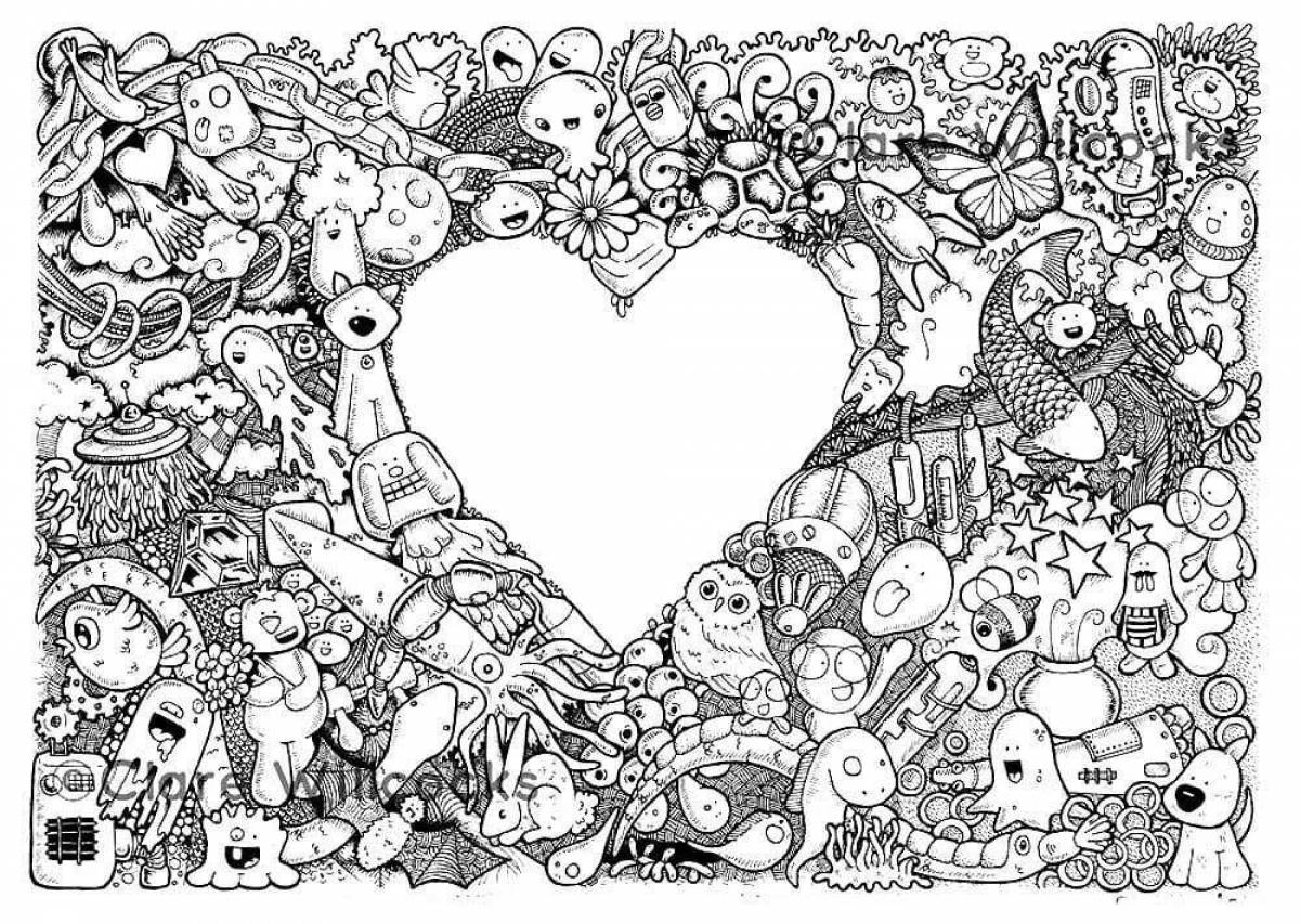 Radiant coloring page black and white antistress