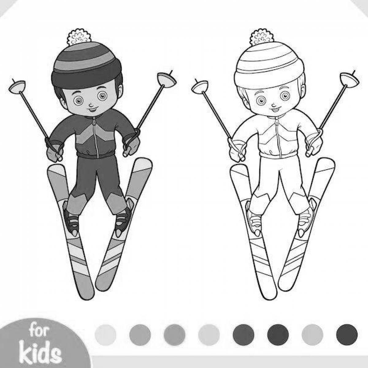 Strong skier coloring page