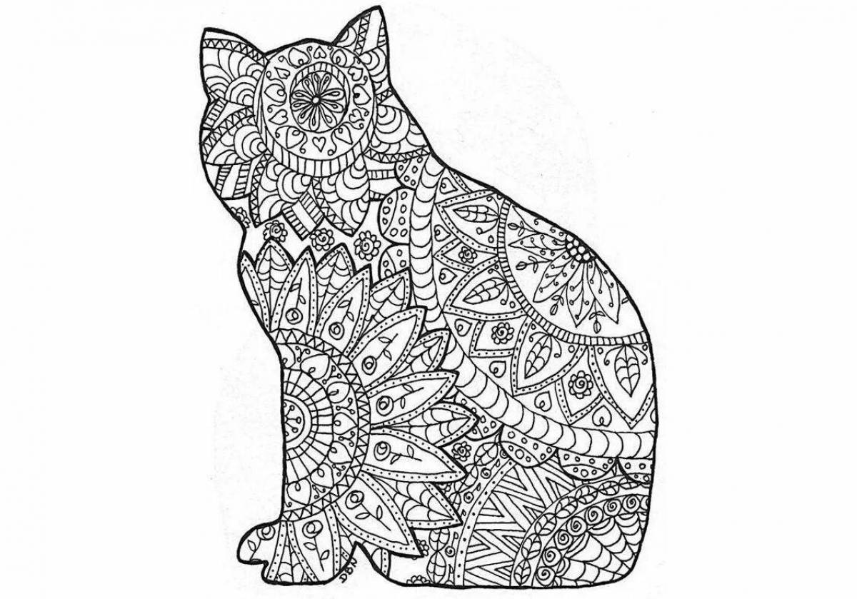 Фото Мистическая раскраска кошки для взрослых