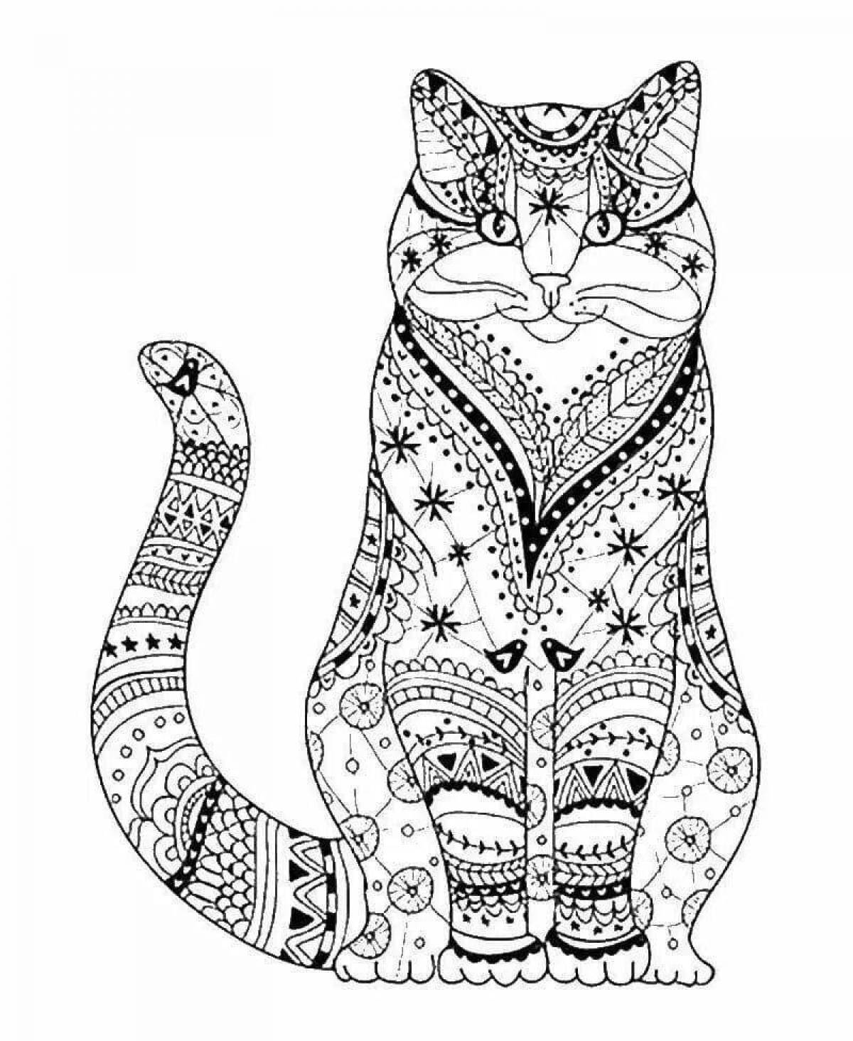 Фото Живая раскраска кошки для взрослых