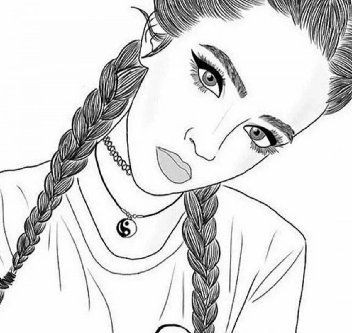 Amazing black and white coloring book for girls
