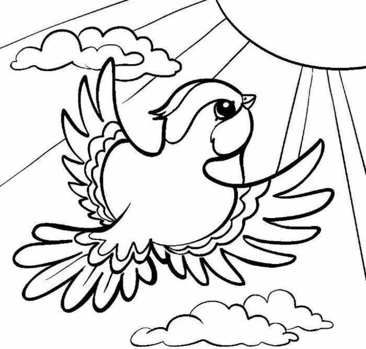 Playful children's coloring bird