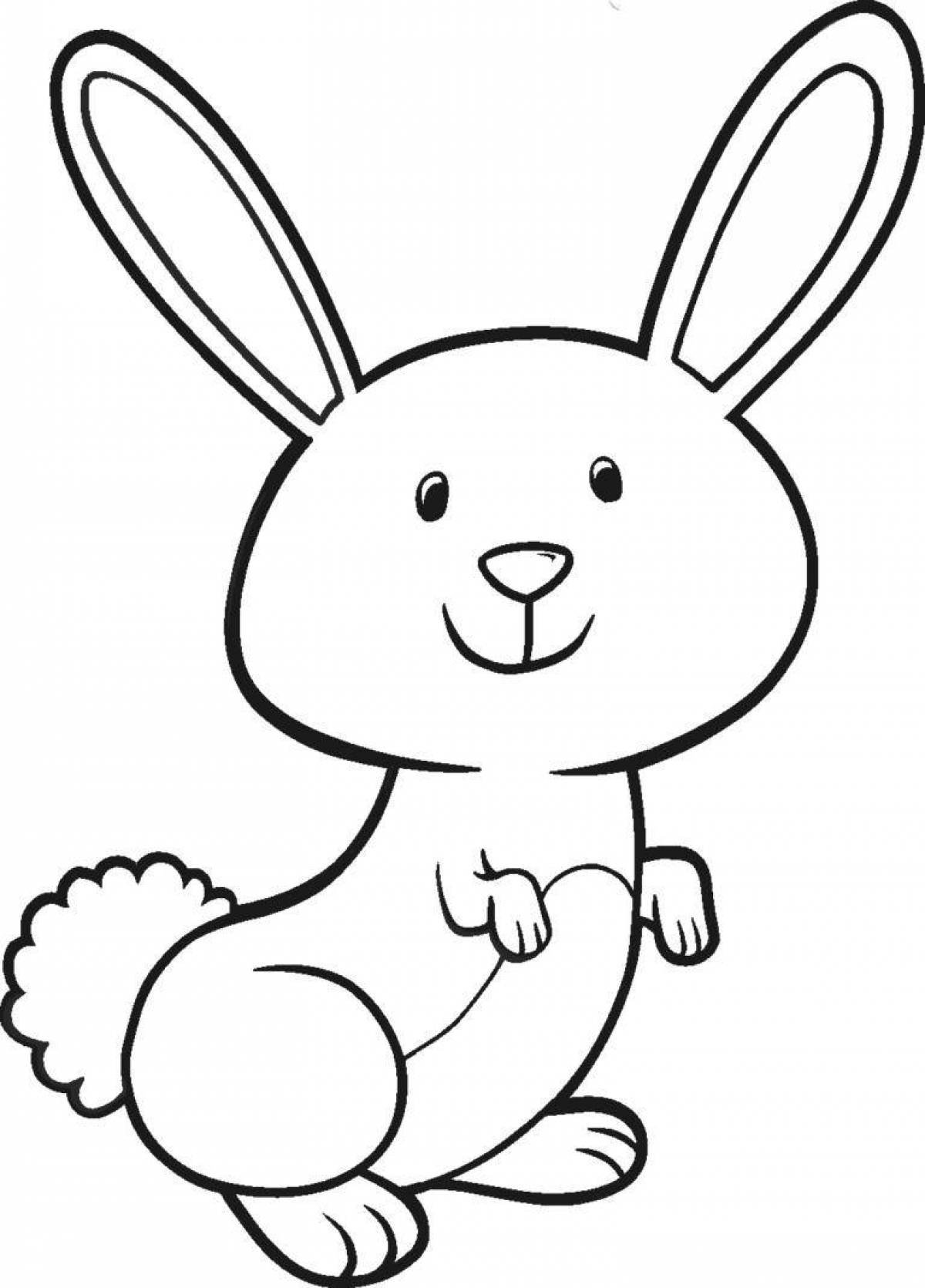Радостная раскраска рисунок зайца для детей