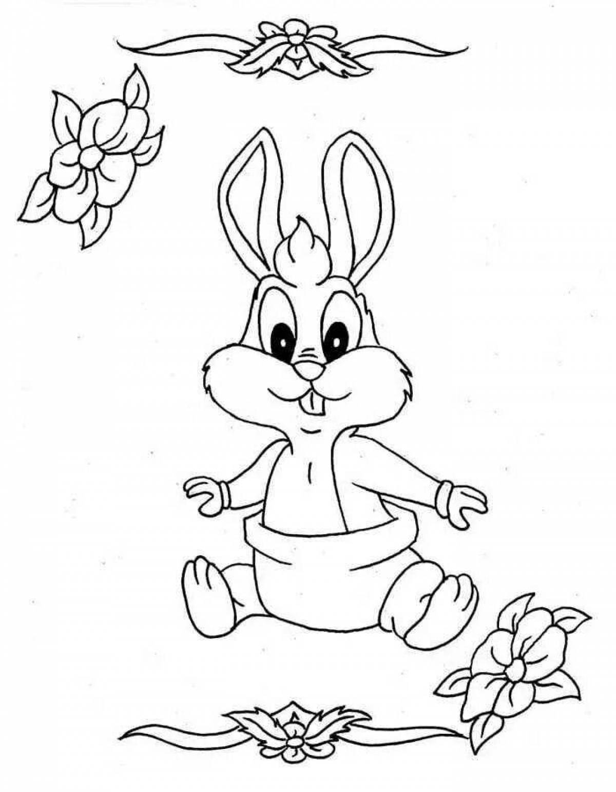 Color-crazy coloring page drawing of a hare for children