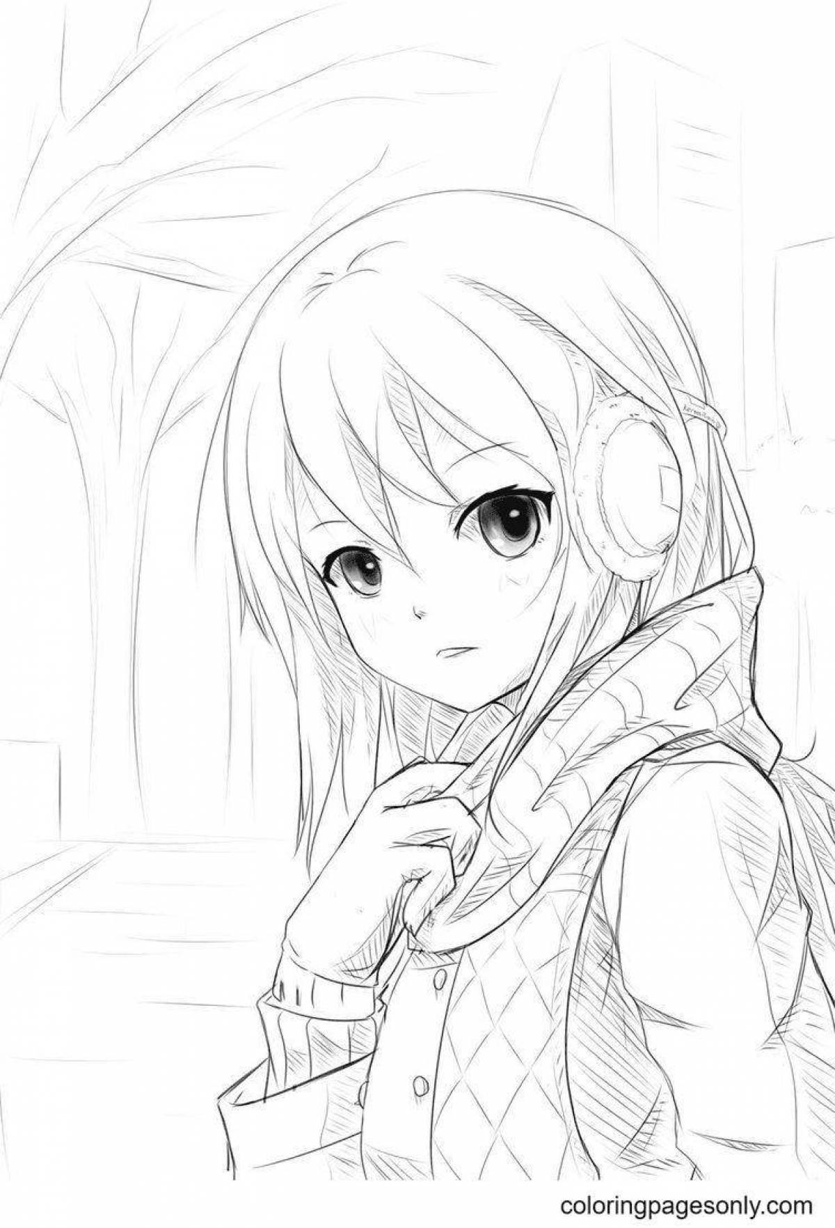 Симпатичные 11-летние аниме-девочки раскраска