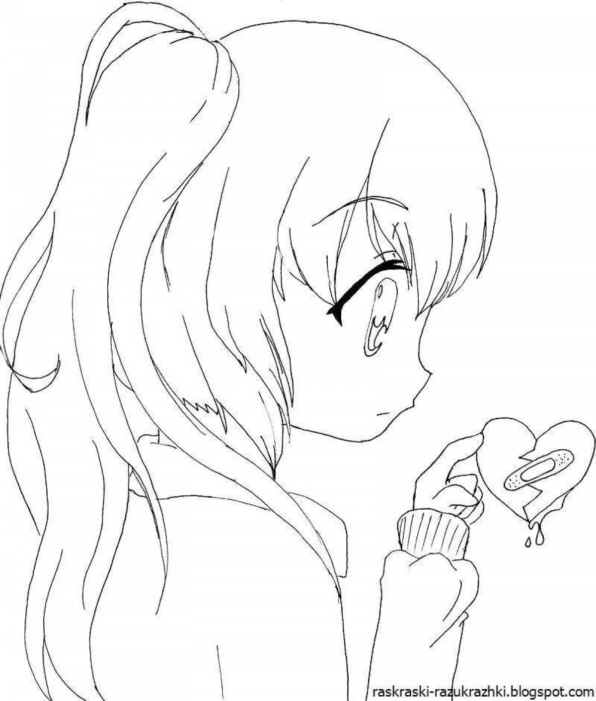 Radiant 11 years old anime girls coloring page