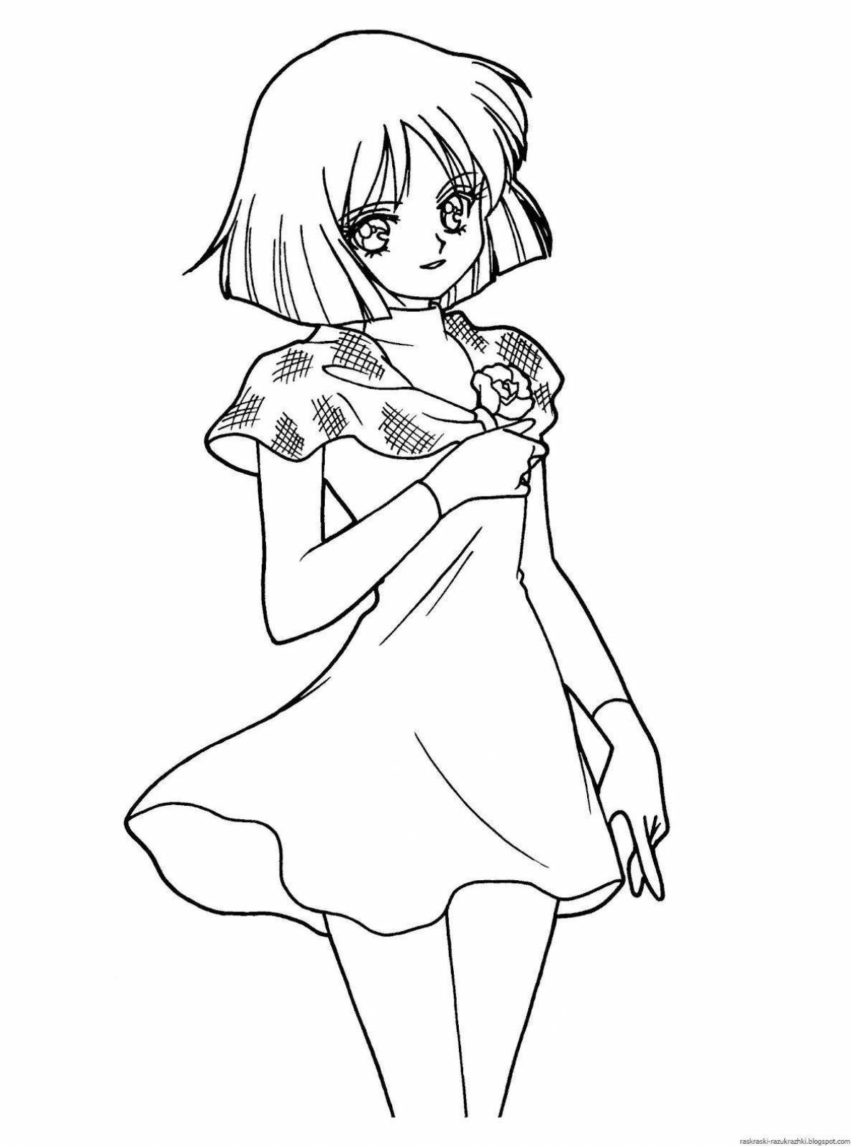 Coloring page freaky 11 year old anime girls