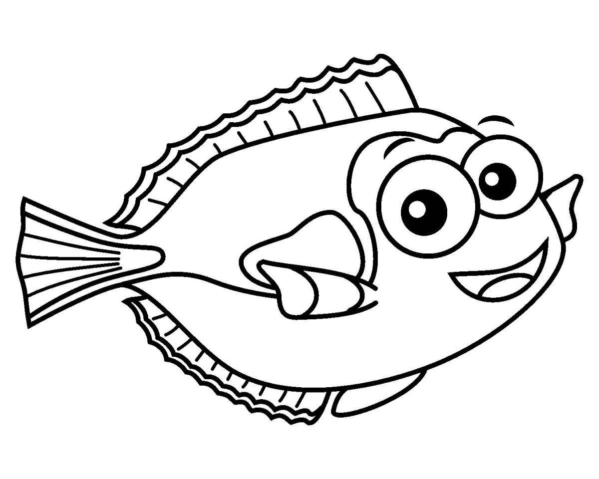 Cute fish coloring book for 3-4 year olds