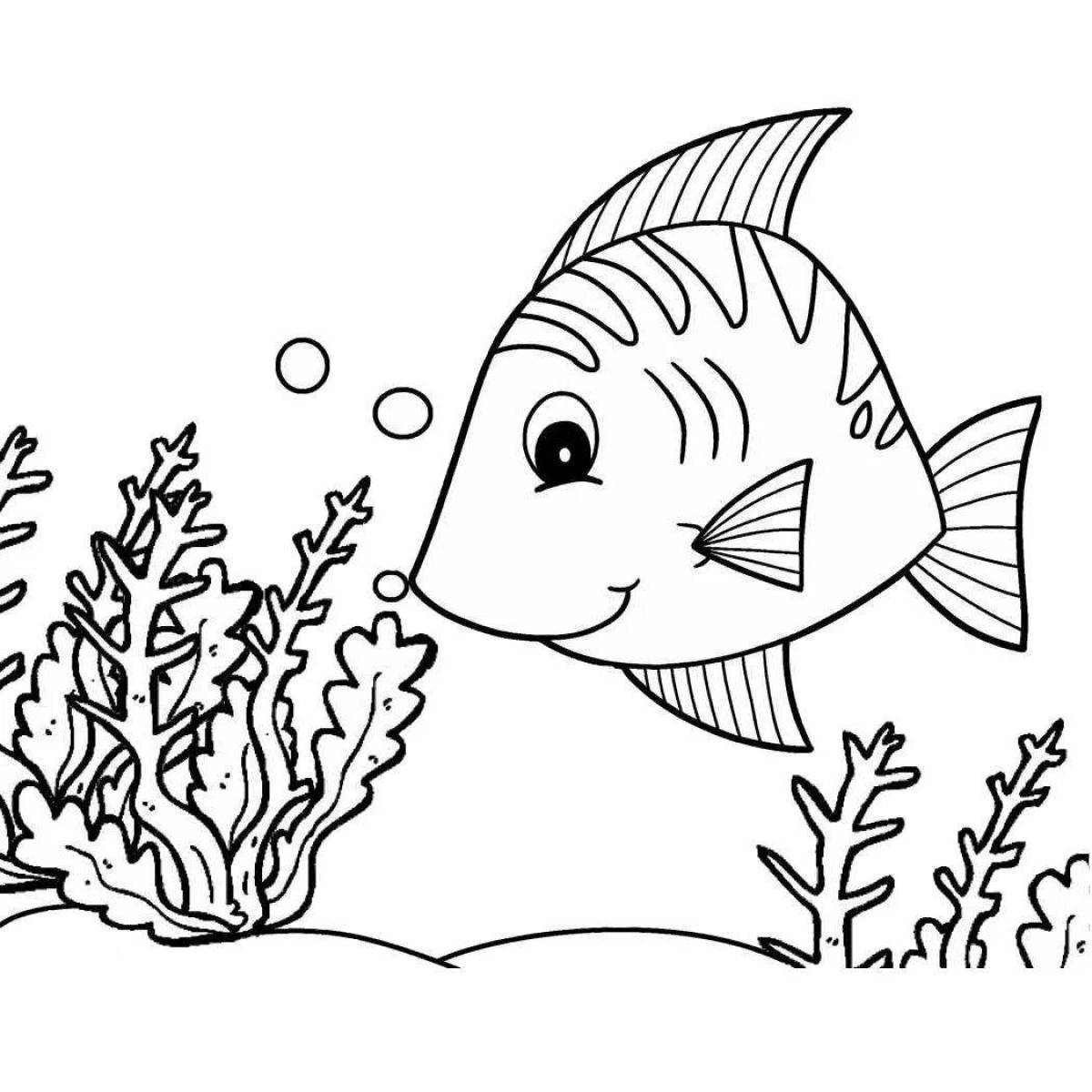 Magic fish coloring book for 3-4 year olds