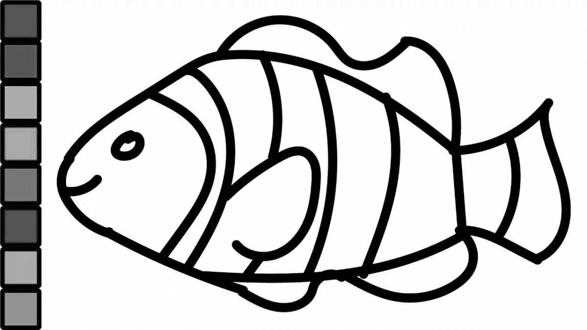 Impressive fish coloring page for 3-4 year olds