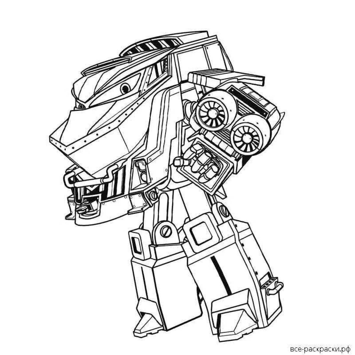 Colorful kay train robot coloring page